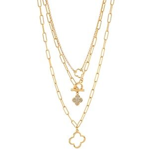 3 Layered Clover Pendant Necklace
